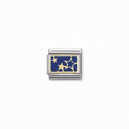 Nomination Gold Blue Stars Plate Composable Charm